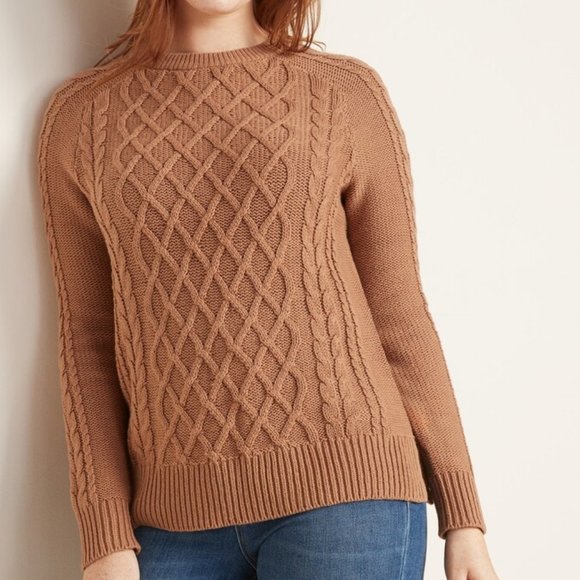Old Navy Sweaters - Old Navy Textured Crew Neck Patterned Long Sleeve Camel Sweater Size XL